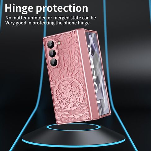 for Samsung Galaxy Z Fold 6 Case with Mechanical Legend Pattern, Front Screen Protector - Sleek Design, Holographic Texture, Plating Folding Completely 360 Full Protection.(Black) in Saudi Arabia
