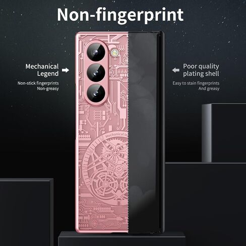 for Samsung Galaxy Z Fold 6 Case with Mechanical Legend Pattern, Front Screen Protector - Sleek Design, Holographic Texture, Plating Folding Completely 360 Full Protection.(Black) in Saudi Arabia