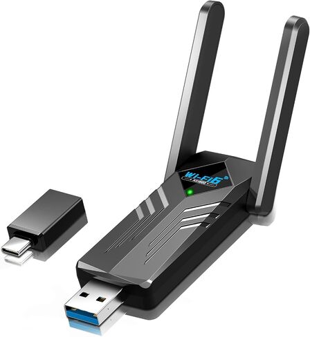 WiFi Adapter for Desktop PC, WiFi 6 AX1800 Mbps Long-Range Wide-Coverage Dual-Band 5G/2.4G USB WiFi Adapter Built-in Driver for PC Laptop Desktop Supports Windows 11/10/ 7 (Black) in Saudi Arabia
