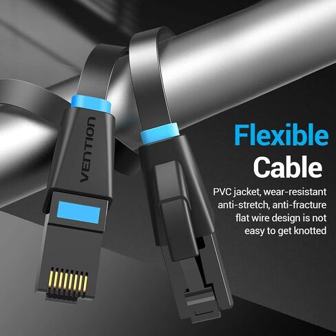 كبل Vention Ethernet 25ft ، كابل Ethernet CAT6 ، سلك رقعة شبكة الإنترنت المسطح (كابل CAT6) مع موصلات RJ45 ، كابل LAN للكمبيوتر لجهاز التوجيه ، MODOM ، الكمبيوتر الشخصي ، الكمبيوتر المحمول (25 قدم/8 م) in Kuwait