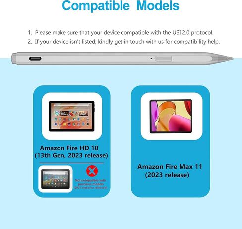 Amz Fire Tablet Pens Pen for Amazon Fire Max 11 (2023 الإصدار) و Amazon Fire HD 10 ، (13th Gen ، 2023 إصدار) ، قلم مع USB-C شحن سريع ، 4096 Control Control in Saudi Arabia