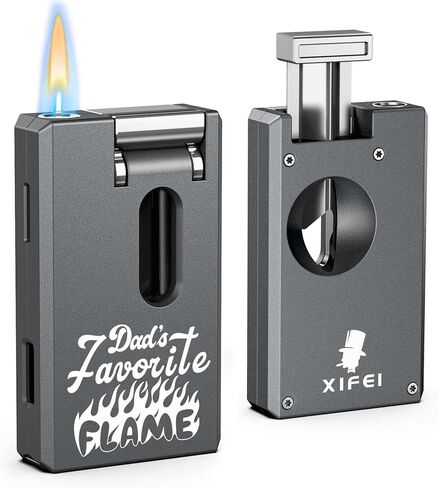 XIFEI Torch Lighter, Adjustable Jet Soft Flame Cigar Lighter with Cigar Cutter V Cut, Cigar Punch, Windproof Refillable Butane Lighters, Personalized Football Design Cigar Accessories for Gift in Saudi Arabia