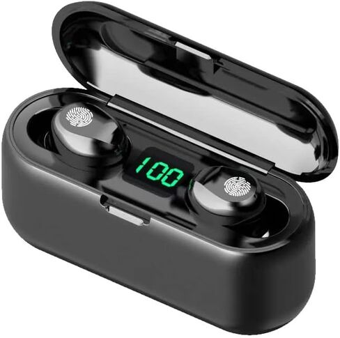 Acuvar Fully Wireless Bluetooth 5.0 Rechargeable IPX7 Waterproof Earbud Headphones w Microphone, 2000mAh USB Smart Dual Charging Case/Stand Surround Stereo Bass and Passive Noise Cancelling (Blue) in Saudi Arabia