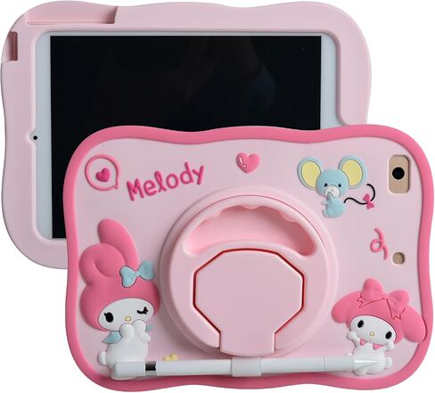 Cartoon Case for iPad 10.2"，MONEHOYSY Cute Soft Silicone Kickstand [Drop Proof,Shock Proof,Anti Slip] Back Stand Cover Case for Kids Children Teens Girls Boys (Pika) in Saudi Arabia