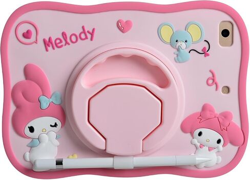 Cartoon Case for iPad 10.2"，MONEHOYSY Cute Soft Silicone Kickstand [Drop Proof,Shock Proof,Anti Slip] Back Stand Cover Case for Kids Children Teens Girls Boys (Pika) in Saudi Arabia