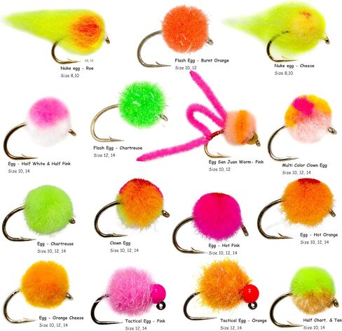 24/36/50/66 Premium Hand Tied Fly Fishing Flies Assortment | Waterproof Fly Boxes | Dry, Wet, Nymphs, Streamers, Wooly Buggers, Terrestrials | Trout, Bass Lure Set, Kit, Gift in Kuwait