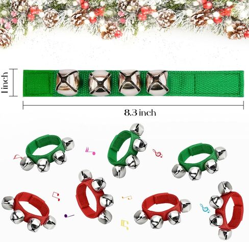 6 قطع من أدوات أجراس جلجل من YoleShy، أجراس المعصم وأجراس جلجل يدوية، سوار جرس جلجل لأجراس الموسيقى، هدايا حفلات قرع أجراس الكاحل، جرس جلجل عيد الميلاد (أحمر وأخضر) in Kuwait