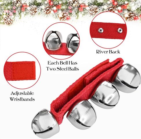 6 قطع من أدوات أجراس جلجل من YoleShy، أجراس المعصم وأجراس جلجل يدوية، سوار جرس جلجل لأجراس الموسيقى، هدايا حفلات قرع أجراس الكاحل، جرس جلجل عيد الميلاد (أحمر وأخضر) in Kuwait