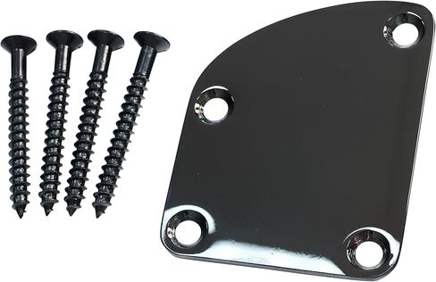 Guitar Neck Plate Chrome Curved Neck Plate Neck Joint Plate Electric Guitar Part Replacement for Telecaster Neck Tele Neck Strat Neck Stratocaster Neck Bass Neck in Kuwait