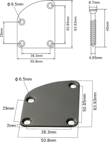 Guitar Neck Plate Chrome Curved Neck Plate Neck Joint Plate Electric Guitar Part Replacement for Telecaster Neck Tele Neck Strat Neck Stratocaster Neck Bass Neck in Kuwait