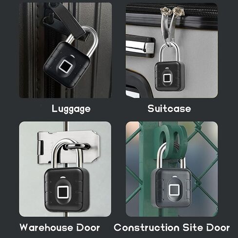 Fingerprint Padlock, Locker Lock, Keyless Biometric Padlock Fingerprint Lock Combination Gate Locks for Outdoor Storage Gym Lock USB Rechargeable - Silver in Kuwait
