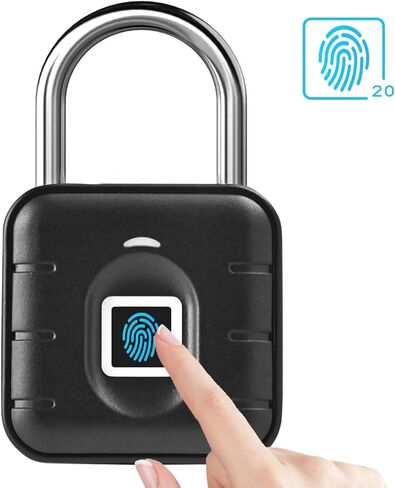 Fingerprint Padlock, Locker Lock, Keyless Biometric Padlock Fingerprint Lock Combination Gate Locks for Outdoor Storage Gym Lock USB Rechargeable - Silver in Kuwait