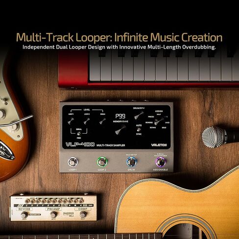 VALETON Looper Pedal Dual Track Stereo Looper for Guitar, Bass, Keyboard, Vocals Drum Machine 99 Project Storage spaces Software Support VLP-200 in Kuwait