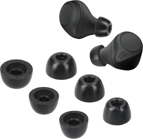 kwmobile Replacement Ear Tips Compatible with Jabra Elite 75t /65t / Active - Set of 6 - Memory Foam Eartips - Grey in Saudi Arabia