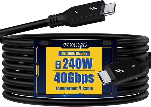 Thunderbolt 4 Cable 240W 3 feet (0.9 Meter) 1Pack USB-C to USB C Cable, Supports 8K Display and 40 Gbps Data Transfer, Compatible with iPhone 15, MacBook, iPad and Samsung Galaxy S23 etc in Saudi Arabia