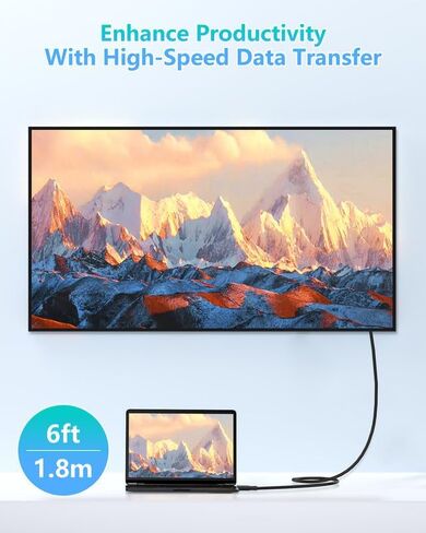 Thunderbolt 4 Cable 240W 3 feet (0.9 Meter) 1Pack USB-C to USB C Cable, Supports 8K Display and 40 Gbps Data Transfer, Compatible with iPhone 15, MacBook, iPad and Samsung Galaxy S23 etc in Saudi Arabia