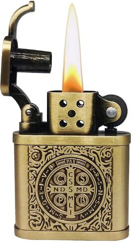 Constantine Lighter Vintage Pocket Lighter Fluid Refillable, Classic Trench Antique Kerosene Lighters for Collection-Decorative-Present-Dad Husband-Personality Gift (Silver) in Saudi Arabia