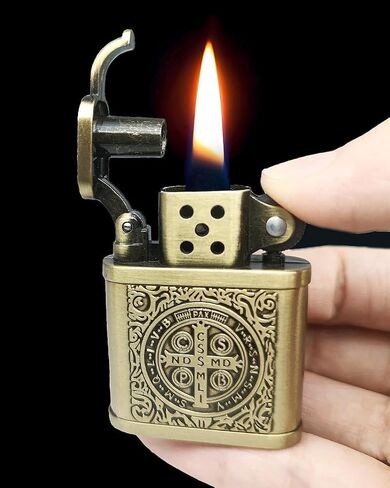 Constantine Lighter Vintage Pocket Lighter Fluid Refillable, Classic Trench Antique Kerosene Lighters for Collection-Decorative-Present-Dad Husband-Personality Gift (Silver) in Saudi Arabia