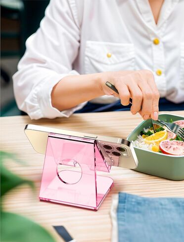 TOPGO Acrylic Cell Phone Stand, Clear Phone Holder for Office Desk, Vanity, Kitchen, Bedside Table, Compatible with iPhone/Smartphones/iPad/Switch/Kindle, Office Desk Accessories in Kuwait