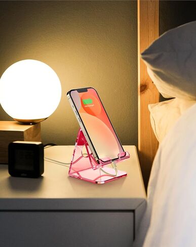 TOPGO Acrylic Cell Phone Stand, Clear Phone Holder for Office Desk, Vanity, Kitchen, Bedside Table, Compatible with iPhone/Smartphones/iPad/Switch/Kindle, Office Desk Accessories in Kuwait
