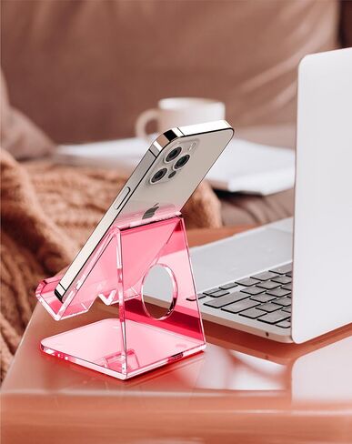 TOPGO Acrylic Cell Phone Stand, Clear Phone Holder for Office Desk, Vanity, Kitchen, Bedside Table, Compatible with iPhone/Smartphones/iPad/Switch/Kindle, Office Desk Accessories in Kuwait