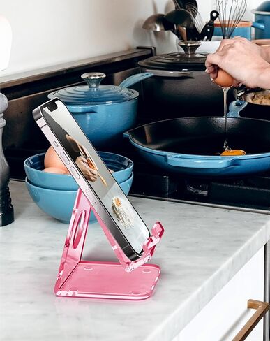 TOPGO Acrylic Cell Phone Stand, Clear Phone Holder for Office Desk, Vanity, Kitchen, Bedside Table, Compatible with iPhone/Smartphones/iPad/Switch/Kindle, Office Desk Accessories in Kuwait