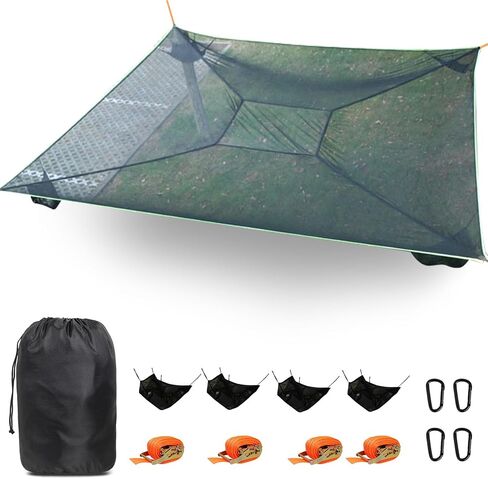Generic Camping Hammock, 13ft Square Hammock Max 660 Lbs for 4-5 Adults Kids, Multi Person Tree Hammock with 4 Ratchet Tie Down Straps & Net Pocket, Portable Outdoor Travel(157in/400cm) in Saudi Arabia