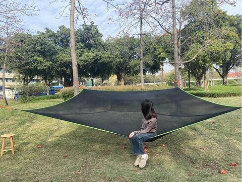 Generic Camping Hammock, 13ft Square Hammock Max 660 Lbs for 4-5 Adults Kids, Multi Person Tree Hammock with 4 Ratchet Tie Down Straps & Net Pocket, Portable Outdoor Travel(157in/400cm) in Saudi Arabia