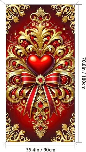 Valentine's Day Door Cover 71x35 Inch Cat Valentine's Day Door Cover Decorations Backdrop Valentines Front Door Hanging Banner Photography Background for Valentine's Day Wedding Anniversary in Kuwait