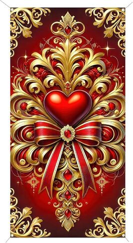 Valentine's Day Door Cover 71x35 Inch Cat Valentine's Day Door Cover Decorations Backdrop Valentines Front Door Hanging Banner Photography Background for Valentine's Day Wedding Anniversary in Kuwait