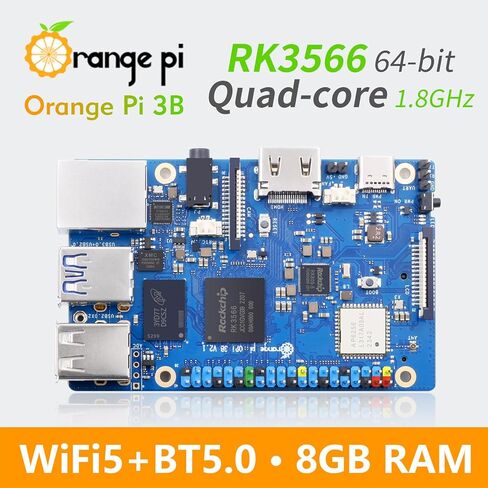 Orange Pi 3B 2GB LPDDR4/4X Rockchip RK3566 4-Core 64-Bit Single Board Computer with eMMC Socket, WiFi 5 and Bluetooth 5.0, Development Board Run Linux/Ubuntu/Debian/Android (2GB) in Saudi Arabia