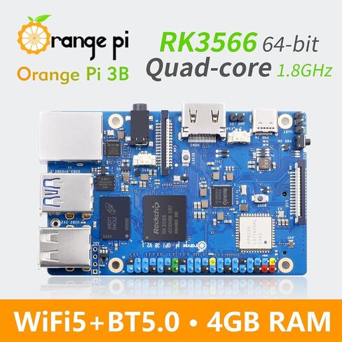 Orange Pi 3B 2GB LPDDR4/4X Rockchip RK3566 4-Core 64-Bit Single Board Computer with eMMC Socket, WiFi 5 and Bluetooth 5.0, Development Board Run Linux/Ubuntu/Debian/Android (2GB) in Saudi Arabia