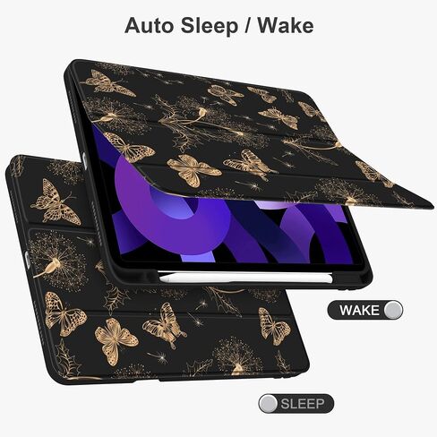 MEEgoodo Case for iPad Air 11 inch Cover 2024 (M2)/ iPad Air 5th 4th Generation Case 10.9 inch (2022 2020), Tablet Cases with Clear Transparent Back Cover for Kids, Flat Spring Floral in Saudi Arabia