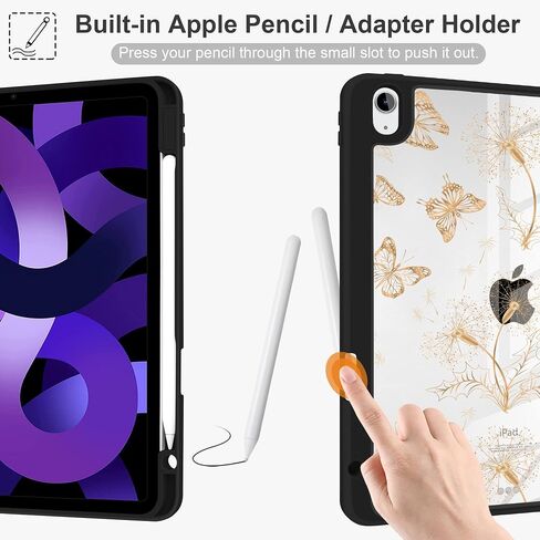 MEEgoodo Case for iPad Air 11 inch Cover 2024 (M2)/ iPad Air 5th 4th Generation Case 10.9 inch (2022 2020), Tablet Cases with Clear Transparent Back Cover for Kids, Flat Spring Floral in Saudi Arabia