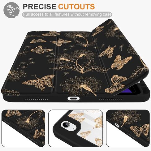 MEEgoodo Case for iPad Air 11 inch Cover 2024 (M2)/ iPad Air 5th 4th Generation Case 10.9 inch (2022 2020), Tablet Cases with Clear Transparent Back Cover for Kids, Flat Spring Floral in Saudi Arabia