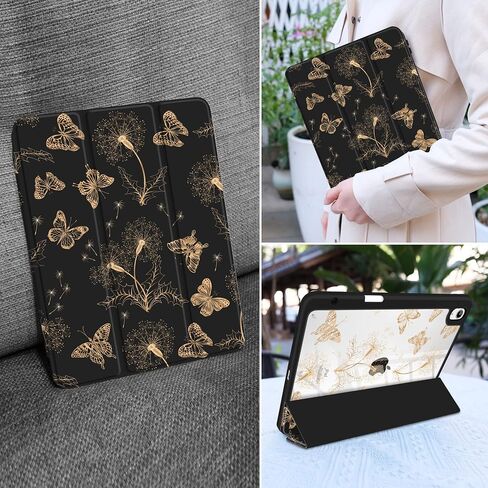 MEEgoodo Case for iPad Air 11 inch Cover 2024 (M2)/ iPad Air 5th 4th Generation Case 10.9 inch (2022 2020), Tablet Cases with Clear Transparent Back Cover for Kids, Flat Spring Floral in Saudi Arabia