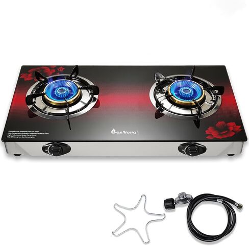 2 burner propane stove two burner, Portable Tempered Glass Auto Ignition Gas Cooktop, Suitable for Outdoor/Camping/RVs in Saudi Arabia