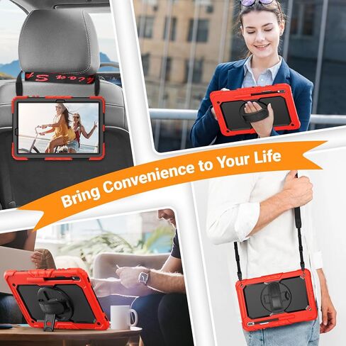 SEYMAC for Samsung Galaxy Tab S7 FE/Tab S8 Plus/ S7 Plus Case 12.4'', Heavy Duty Full-Body Shockproof Protective Case with Screen Protector, Rotating Stand, Hand/Shoulder Strap and Pen Holder, Black in Saudi Arabia