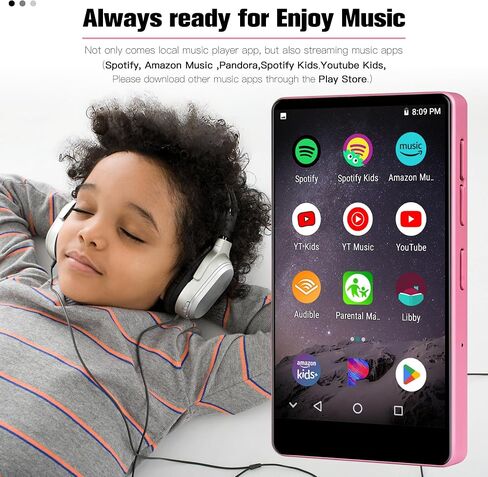 80GB MP3 Player with Bluetooth and WiFi,MP3 MP4 Player for Kids with Spotify, YouTube, Audible, 4.0" HD Touch Screen Android Music Player with Parental Controls, 2000mAh,APK Download,Up to 1TB in Saudi Arabia