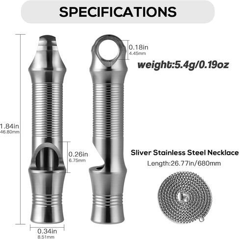 صافرة الطوارئ Tisur Titanium ، قلادة سلامة EDC بصوت عالٍ حتى 120 ديسيبل ، صافرة البقاء على قيد الحياة من أجل البقاء على قيد الحياة ، المشي لمسافات طويلة ، التخييم ، تدريب الحيوانات الأليفة in Saudi Arabia