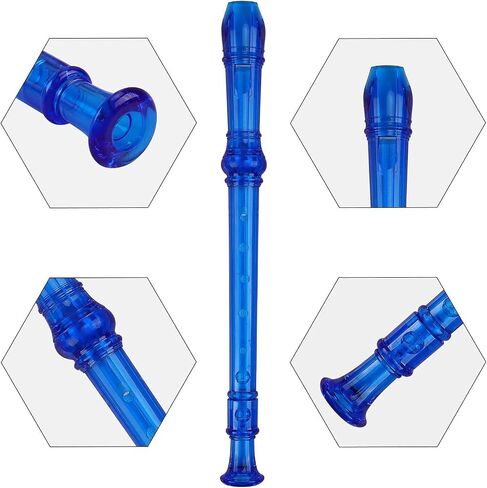 Soprano Recorder Descant Flauta Recorder 8 Hole ABS Clarinet German Style Treble flute C Key with Fingering Chart Instructions Transparent 3 Pack in Kuwait