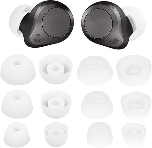 Earbud Replacements Tips Earbuds Tips Soft Rubber Silicone Eargel Cover, Compatible with Jabra Elite 75t/ 65t/ Active/ 7 Pro/Elite 3/ Elite S/M/L 6 Pairs Black and Transparent White in Saudi Arabia
