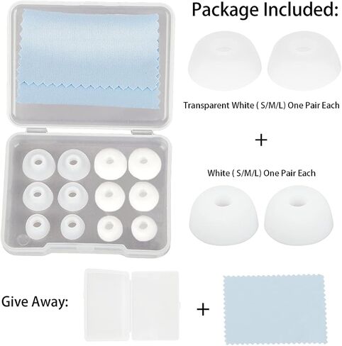 Earbud Replacements Tips Earbuds Tips Soft Rubber Silicone Eargel Cover, Compatible with Jabra Elite 75t/ 65t/ Active/ 7 Pro/Elite 3/ Elite S/M/L 6 Pairs Black and Transparent White in Saudi Arabia