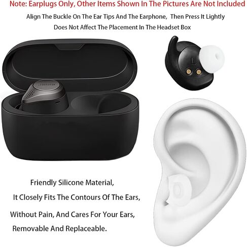 Earbud Replacements Tips Earbuds Tips Soft Rubber Silicone Eargel Cover, Compatible with Jabra Elite 75t/ 65t/ Active/ 7 Pro/Elite 3/ Elite S/M/L 6 Pairs Black and Transparent White in Saudi Arabia