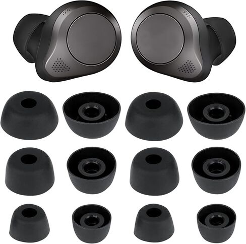 Earbud Replacements Tips Earbuds Tips Soft Rubber Silicone Eargel Cover, Compatible with Jabra Elite 75t/ 65t/ Active/ 7 Pro/Elite 3/ Elite S/M/L 6 Pairs Black and Transparent White in Kuwait