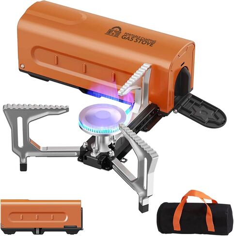 Portable Butane Gas Camping Stove - 7500 BTU Compact Folding Design with Carry Bag for Backpacking, RV Trips, Picnic & Outdoor Indoor Cooking, Green in Saudi Arabia