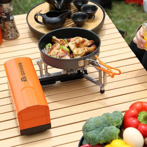 Portable Butane Gas Camping Stove - 7500 BTU Compact Folding Design with Carry Bag for Backpacking, RV Trips, Picnic & Outdoor Indoor Cooking, Green in Saudi Arabia