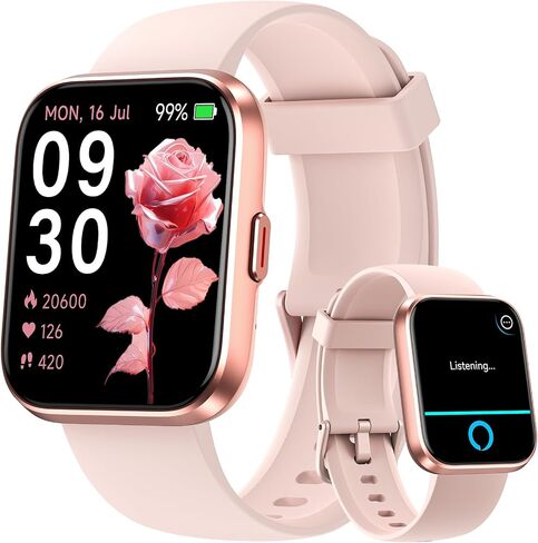 Smart Watches for Women Android iPhone, [1.8'' HD Screen] Smartwatch Alexa Built-in Fitness Tracker Watch with Bluetooth Calls, IP68 Waterproof, Heart Rate/Sleep/SpO2 Monitor, 110 Sports Mode in Kuwait