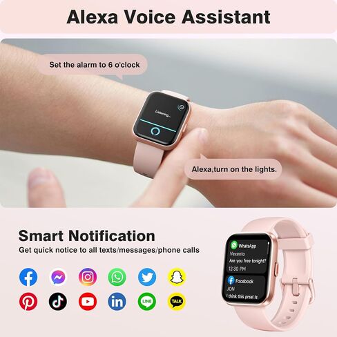 Smart Watches for Women Android iPhone, [1.8'' HD Screen] Smartwatch Alexa Built-in Fitness Tracker Watch with Bluetooth Calls, IP68 Waterproof, Heart Rate/Sleep/SpO2 Monitor, 110 Sports Mode in Kuwait