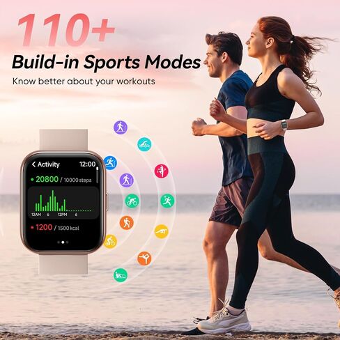 Smart Watches for Women Android iPhone, [1.8'' HD Screen] Smartwatch Alexa Built-in Fitness Tracker Watch with Bluetooth Calls, IP68 Waterproof, Heart Rate/Sleep/SpO2 Monitor, 110 Sports Mode in Kuwait